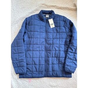 Voyager Foothills Jacket Mens Large Navy Blue Quilted Fleece Lined Puffer Zip
